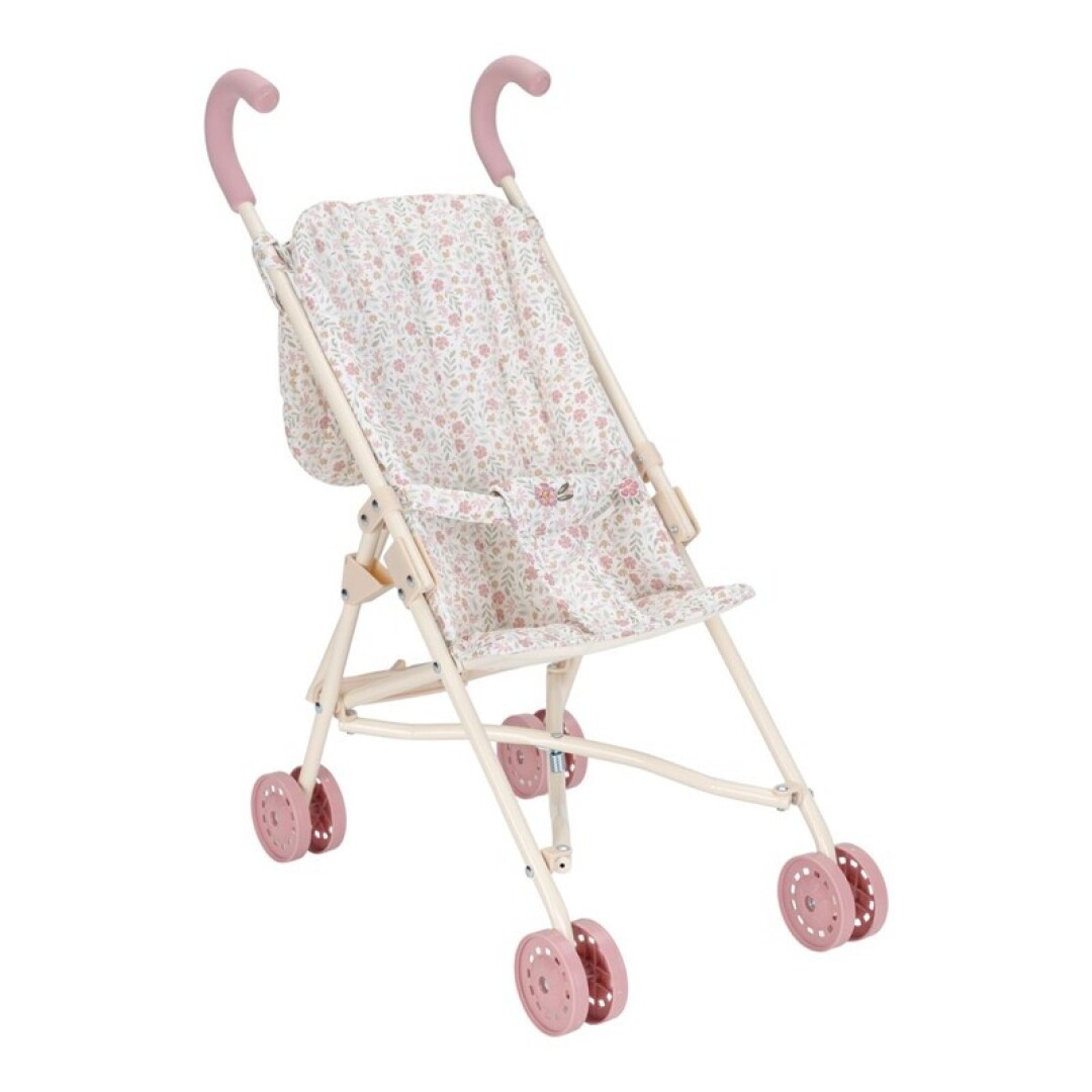 Carrito Sillita para Muñecas de Metal Flores Plegable Blanco Little Dutch - Imagen 2